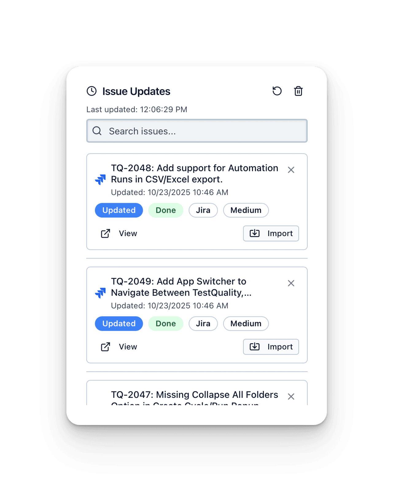 TestStory AI notifications for new and updated issues from GitHub, Jira, and Linear